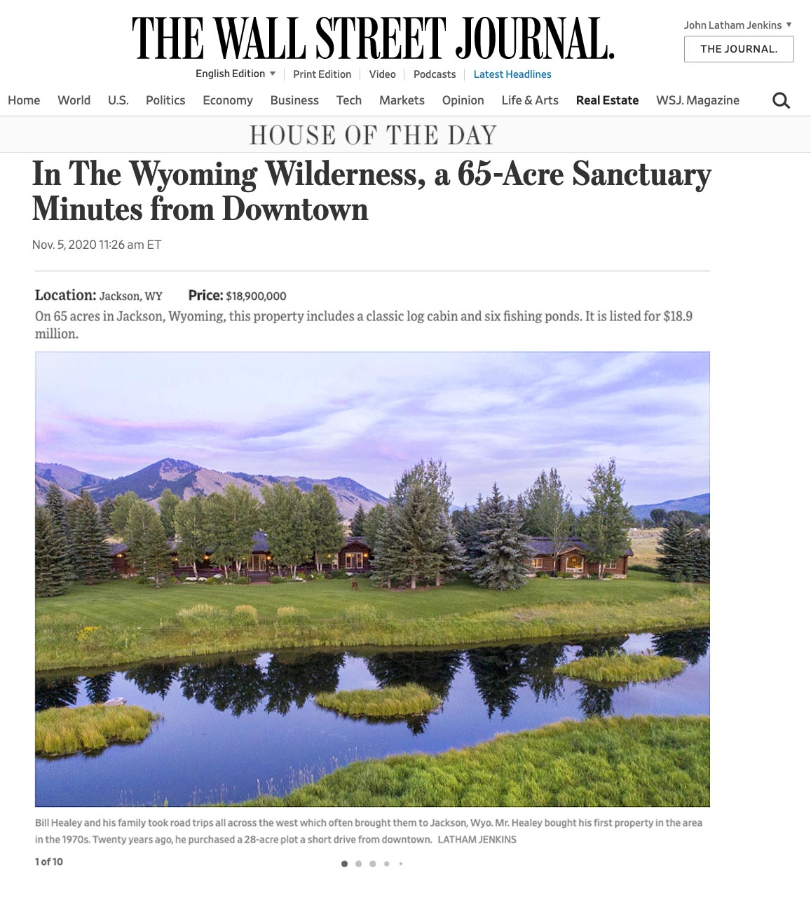 Wall Street Journal House of the Day - Cody Creek Sanctuary