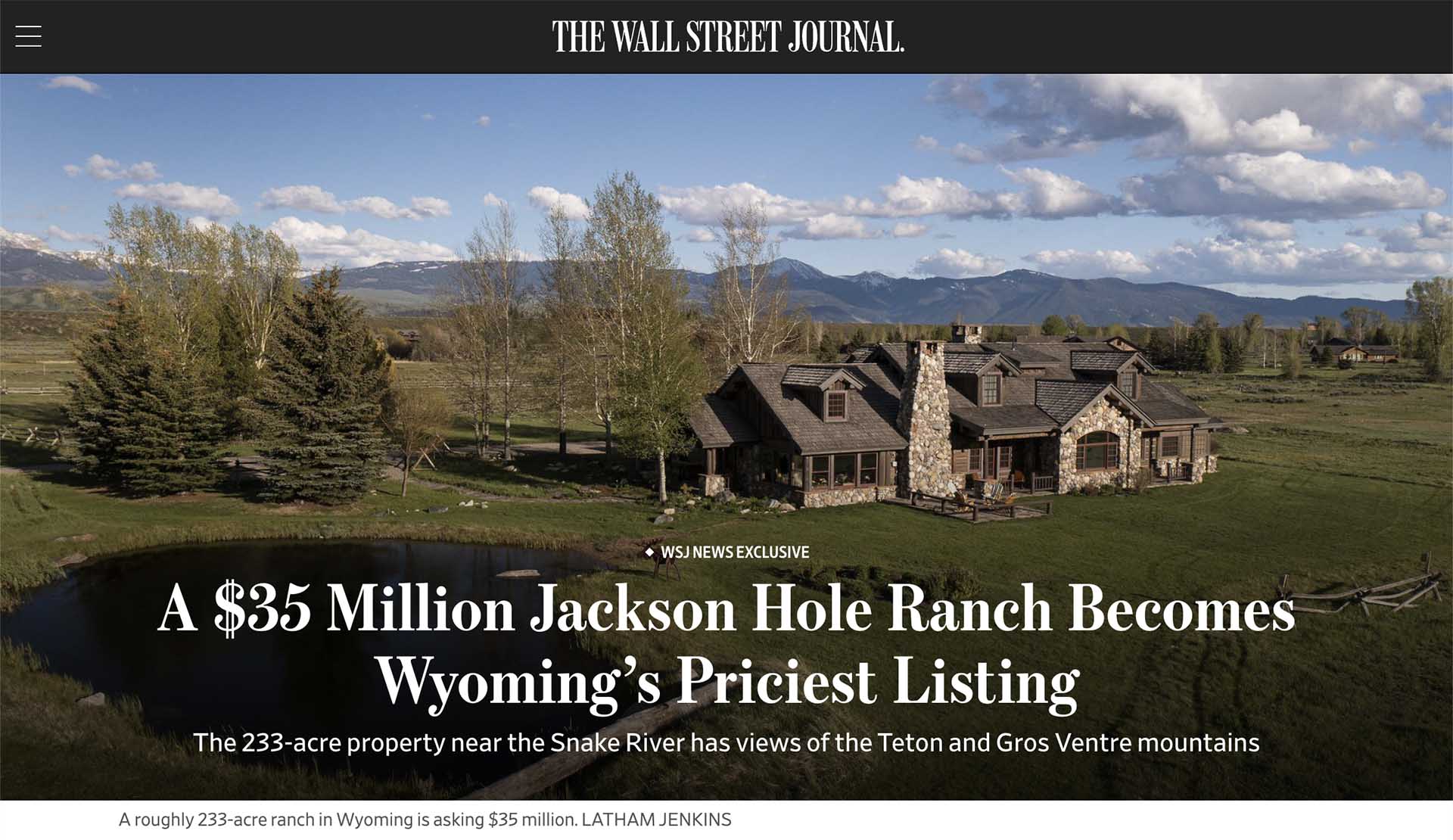 Wall Street Journal - Jackson Hole Ranch