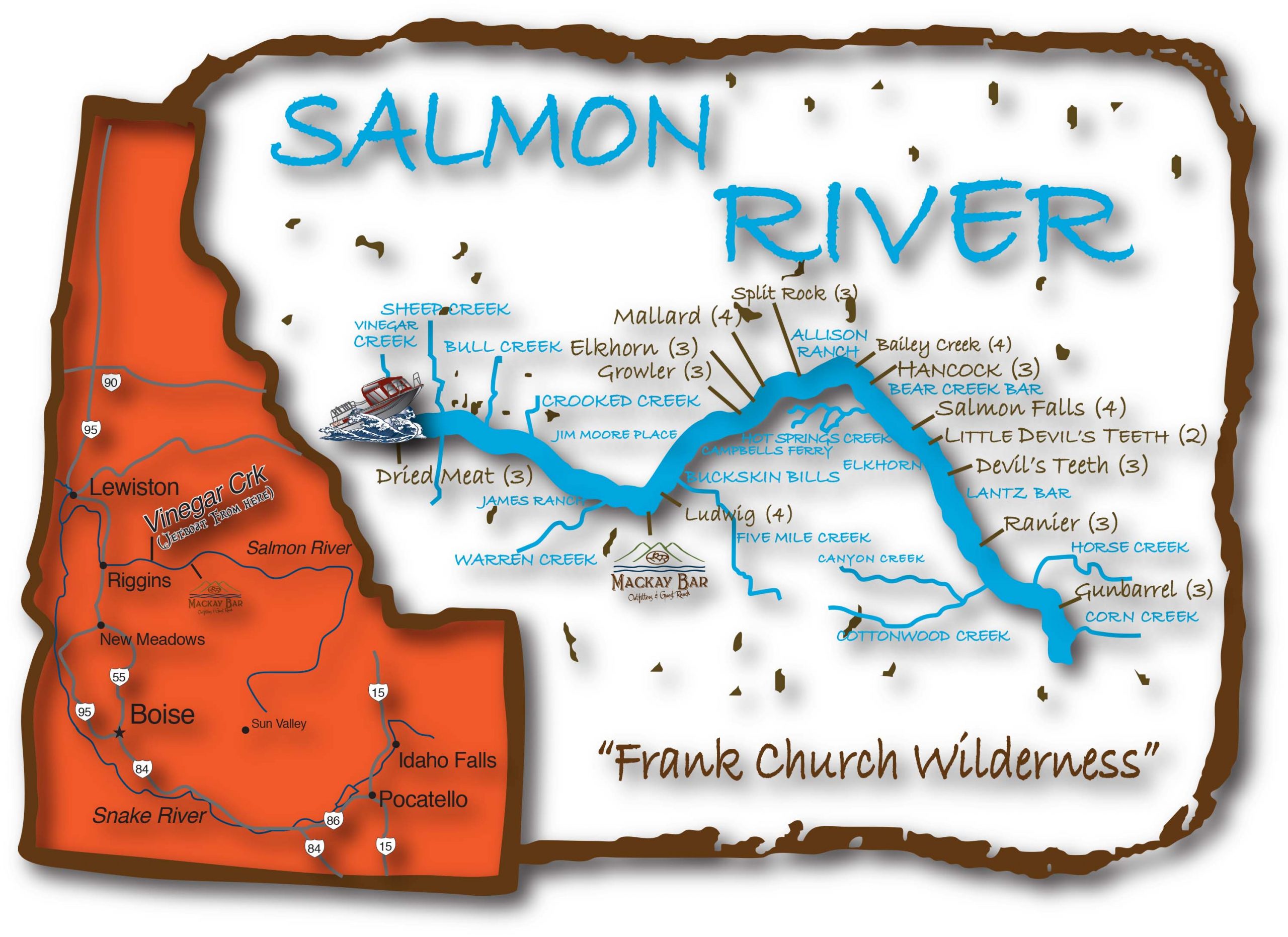 Salmon River Map - Mackay Bar Ranch