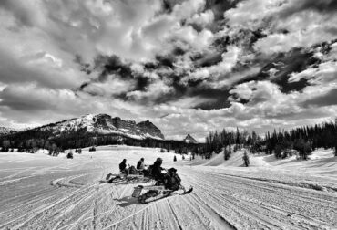 Snowmobiling to Lunch at Brooks Lake Lodge